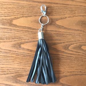 Leather tassel keychain bag charm